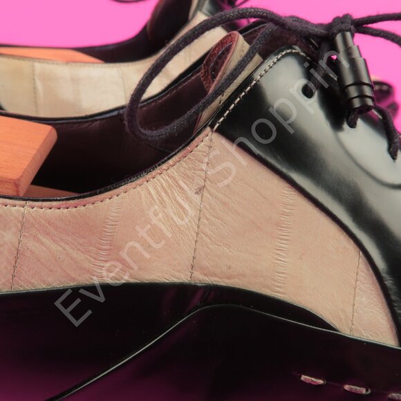 Mezlan Shoes Mens 15 M Cream Black Dress Two Tone Chisel Toe Derby Blucher - Picture 11 of 15